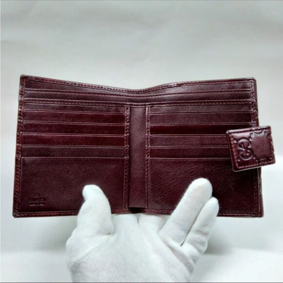 Gucci Burgundy Bifold Wallet Guccissima Lovely Heart French Flap Compact Wallet - Picture 4 of 8